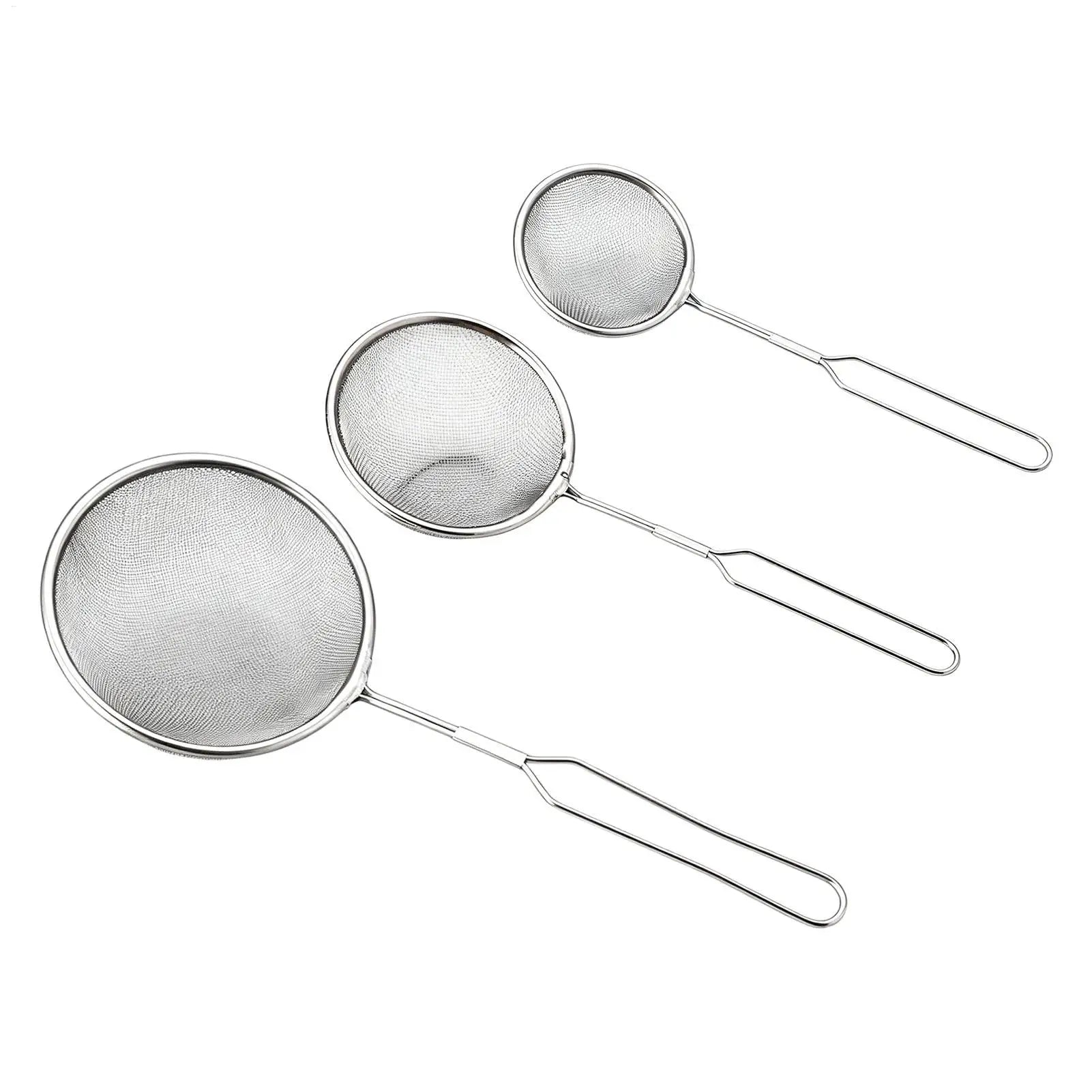 Fine Mesh Strainers Stainless Steel Sieve Kitchen Metal Colander