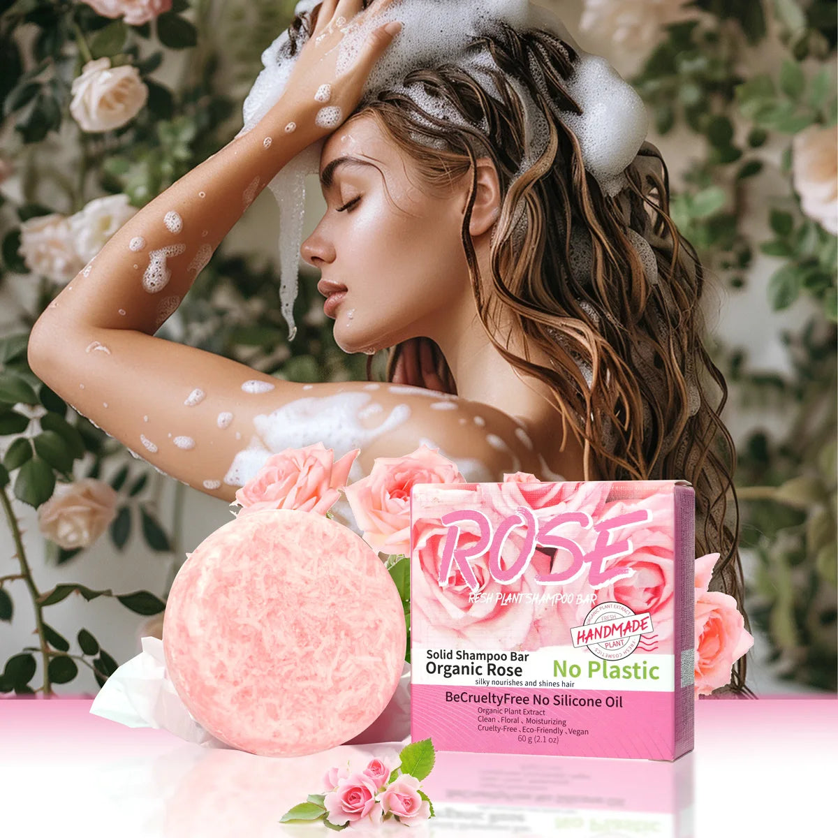 Pink Rose Handmade Shampoo Soap Bar – Rose Essential Oil Handmade Shampoo Bar Zpaxo