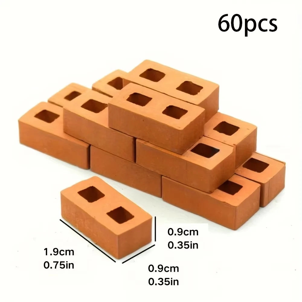 60-Pack Miniature Cinder Blocks – 1/16 Scale Dollhouse Bricks Miniature Model Bricks Zpaxo 60PCS Red