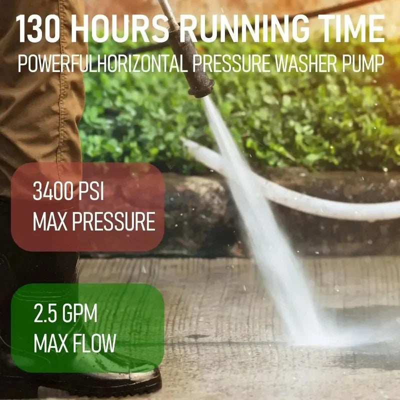 3400 PSI 2.5 GPM Pressure Washer Pump Replacement – 3/4" Shaft