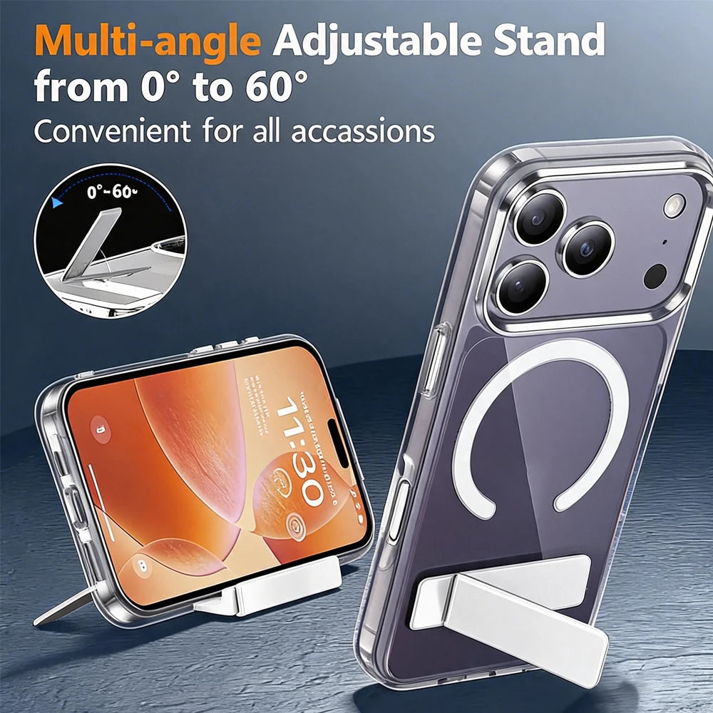 Clear Magnetic Wireless Case Kickstand Iphone 11 Max Mini 14 13 17 12