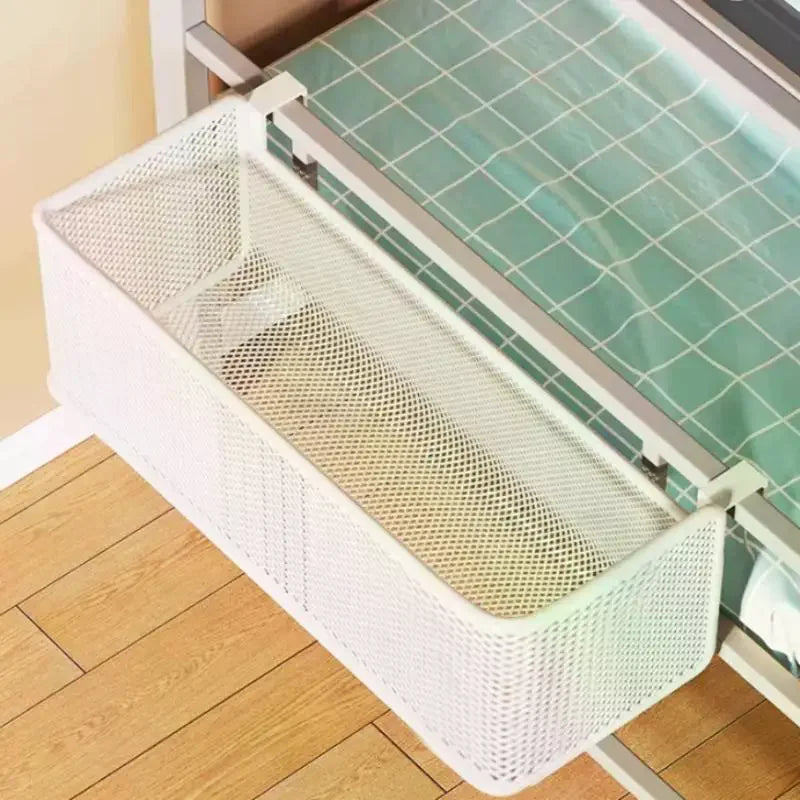 Bedside Hanging Storage Basket Space Saving Multifunctional Metal Bedside Shelf For Hotel Office Dorm Bed & Bunk Bed Bedroom Zpaxo