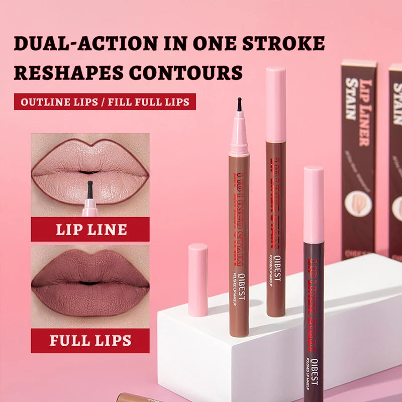 2-in-1 Matte Lip Liner Smooth Application Waterproof Anti Smudge