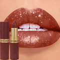 Chocolate Brown Luxurious Metallic Glitter Lipstick Long-Lasting Waterproof Non-Fade Shimmery Pearl Sparkling Lip Gloss Makeup Zpaxo 06