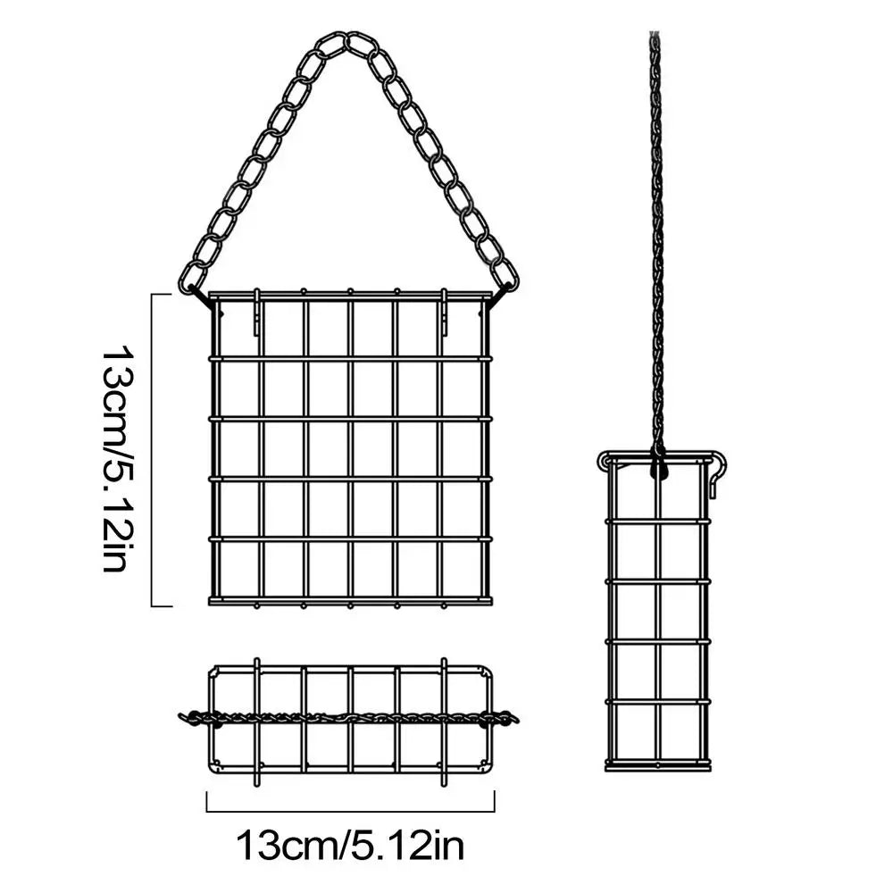 Suet Feeder Wild Birds Wire Metal Cage Fat Ball Bird Balcony Garden