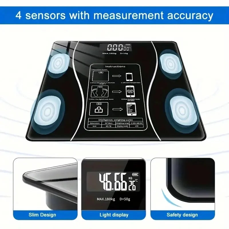 Digital Bathroom Scale 396lb/180kg, HD LCD Display with Temperature, Extra-Wide Platform, High Precision for Home Use Zpaxo