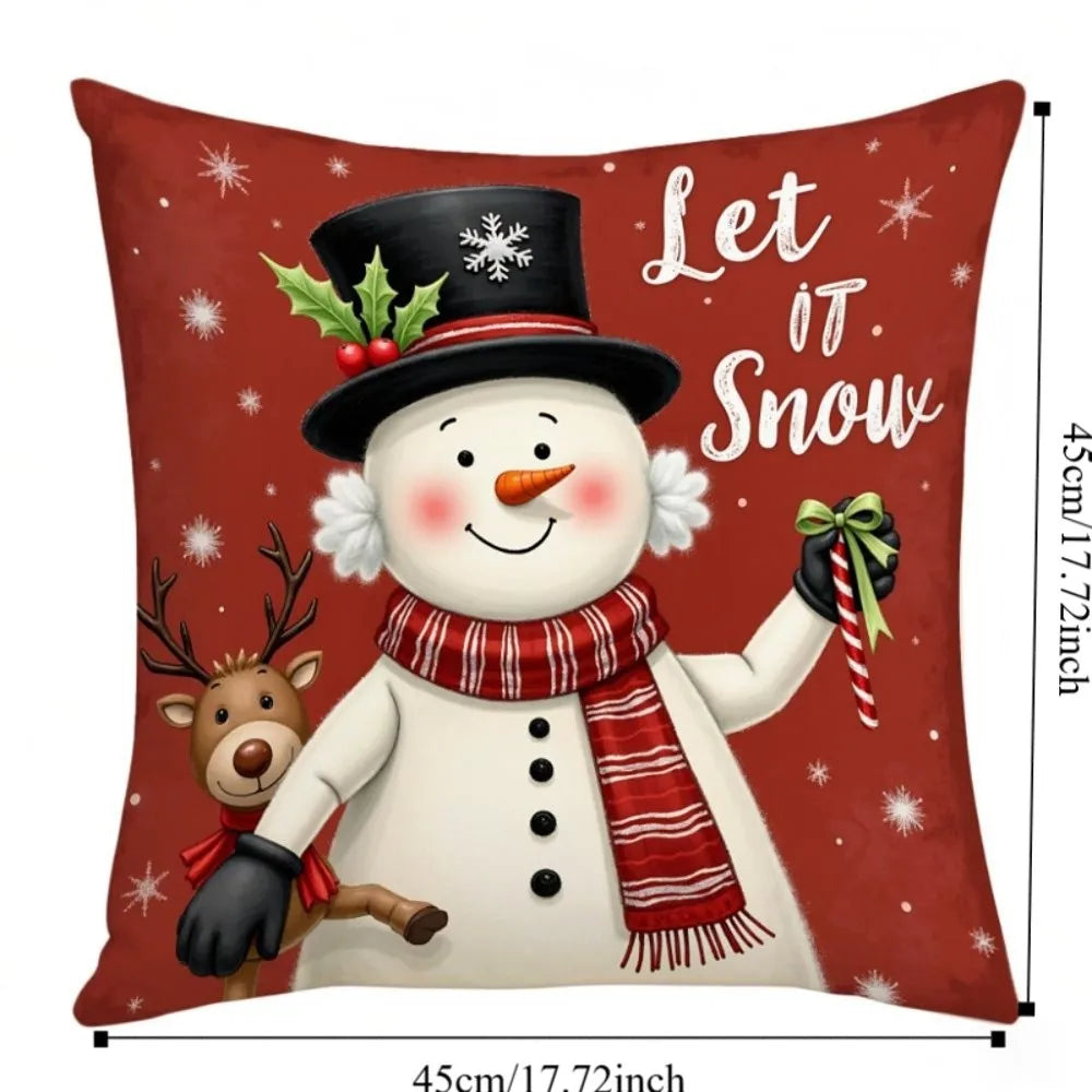 Christmas Cushion Cover 45×45cm – Tree & Snowflake Pillow Case Decorative Pillow Cover Zpaxo
