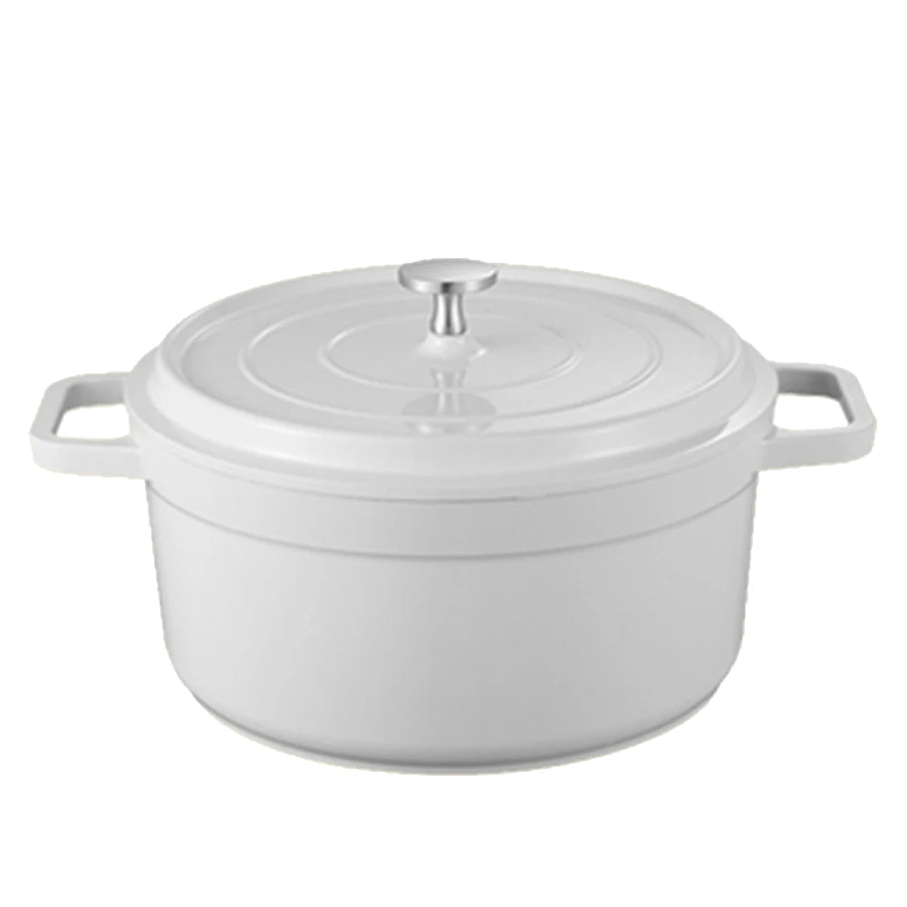 Enameled Cast Aluminum Dutch Oven with Lid Home Kitchen Enamel Stock Pot Dutch Oven Cast Aluminum Pot Multifunctional Cookware Zpaxo White 20CM