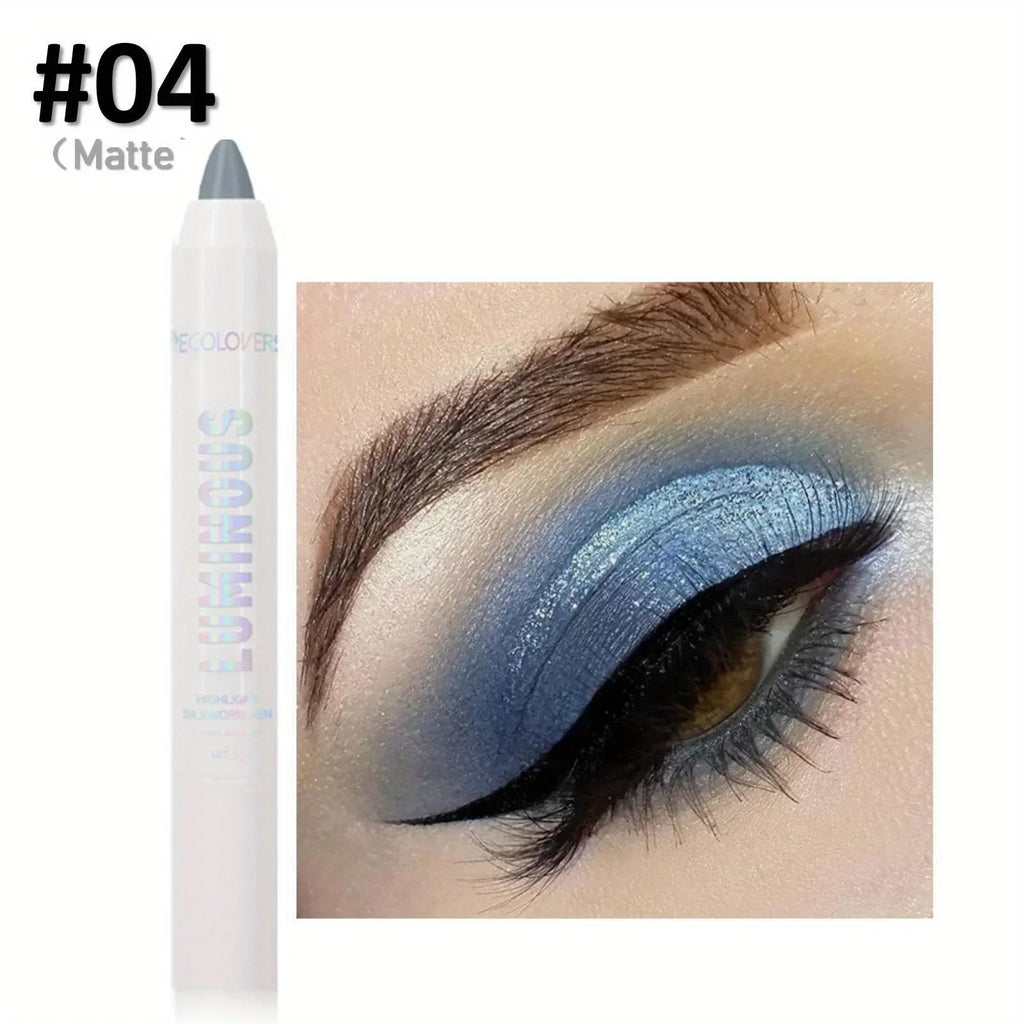 Blue Matte Eyeshadow Stick in Gray Line - Waterproof, Twist-up Monochrome Eyeshadow for Long-Lasting Metallic Eye Makeup Effects Zpaxo