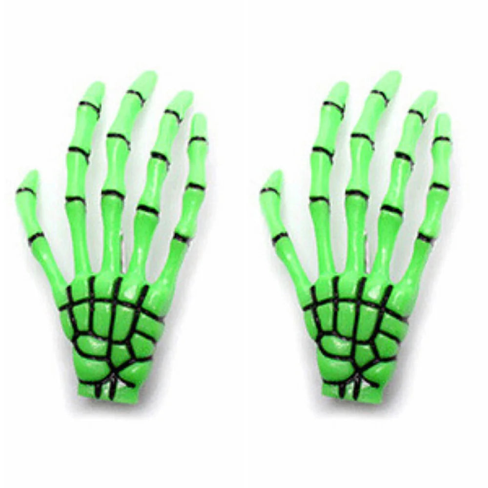 Creative Design Hair Accessories Hand Bone Halloween Clips Claw Zpaxo green