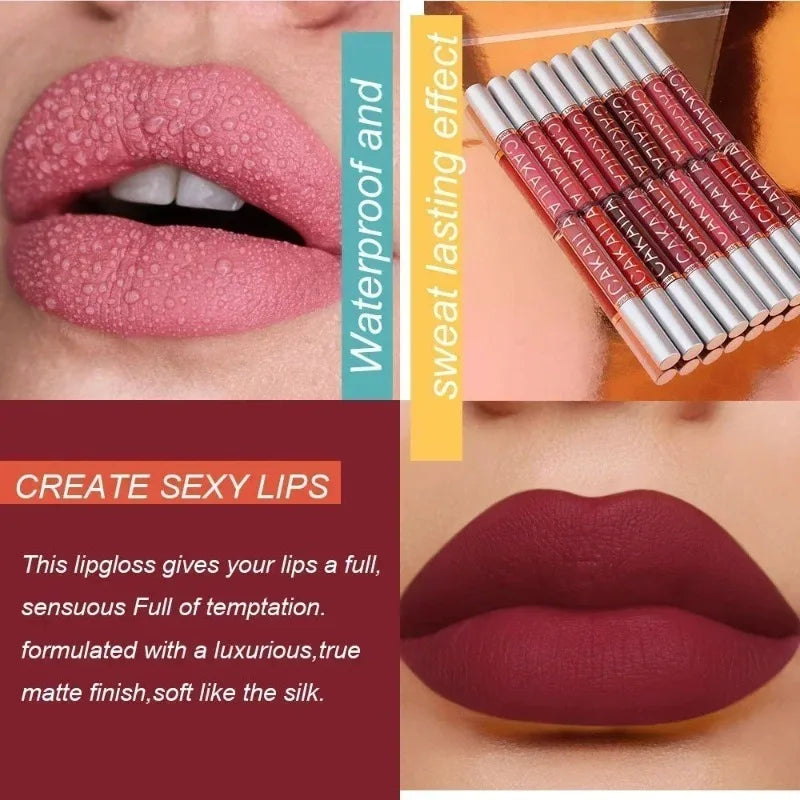 18-Color Dark Red Lip Gloss Matte Velvet Long-lasting Waterproof