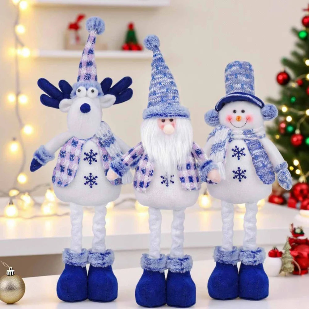 Stretchable Christmas Plush Ornaments – Santa, Snowman & Reindeer