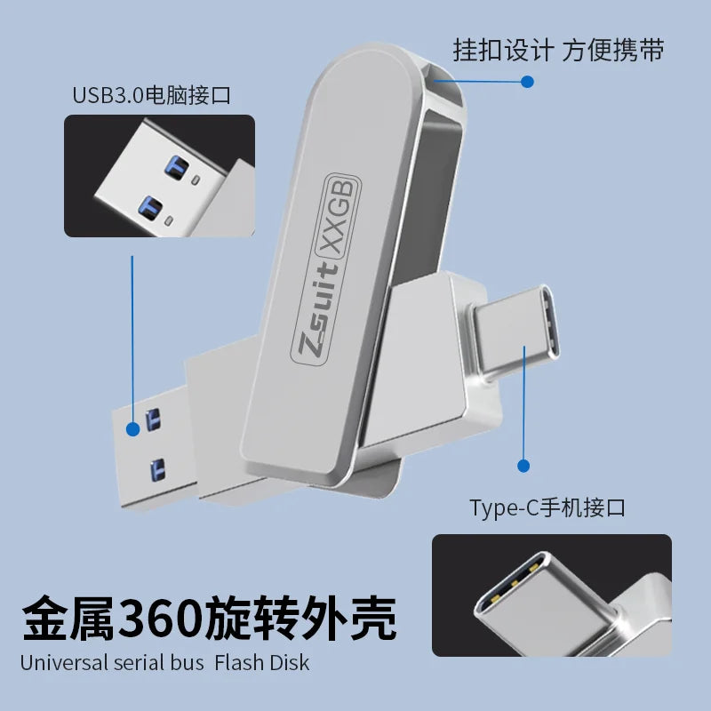 USB Flash Drive Typec Dual-interface High-speed USB Mobile Phone Computer Dual-purpose Audio Genuine USB Flash Drive Zpaxo