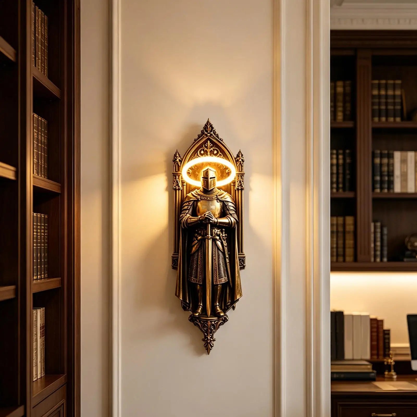 Wall Sconces Knight Study Decoration Resin Wall Night Lights for Women Men Homeowners Home Living Room Study Dorm Apartment Zpaxo