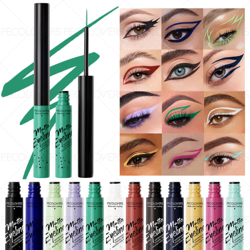 1PC Matte Colored Liquid Eyeliner Pen, Quick Drying, Smooth, Black/brown/blue, for A Charming Halloween Christmas Eye Makeup Zpaxo