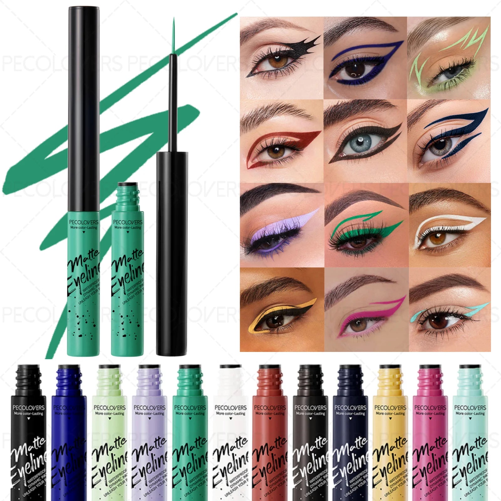 1PC Matte Colored Liquid Eyeliner Pen, Quick Drying, Smooth, Black/brown/blue, for A Charming Halloween Christmas Eye Makeup Zpaxo