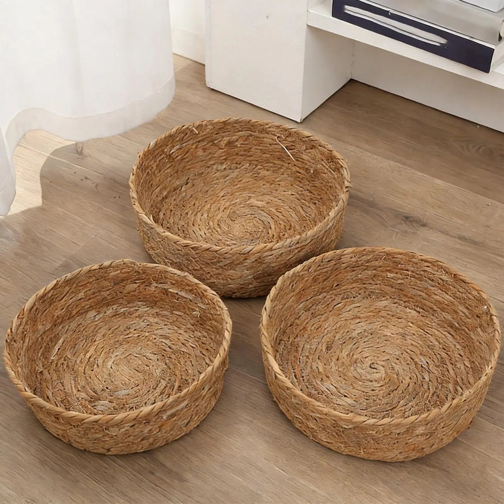 3-Piece Woven Rattan Wicker Storage Baskets – Kitchen & Home Wicker Storage Baskets Zpaxo