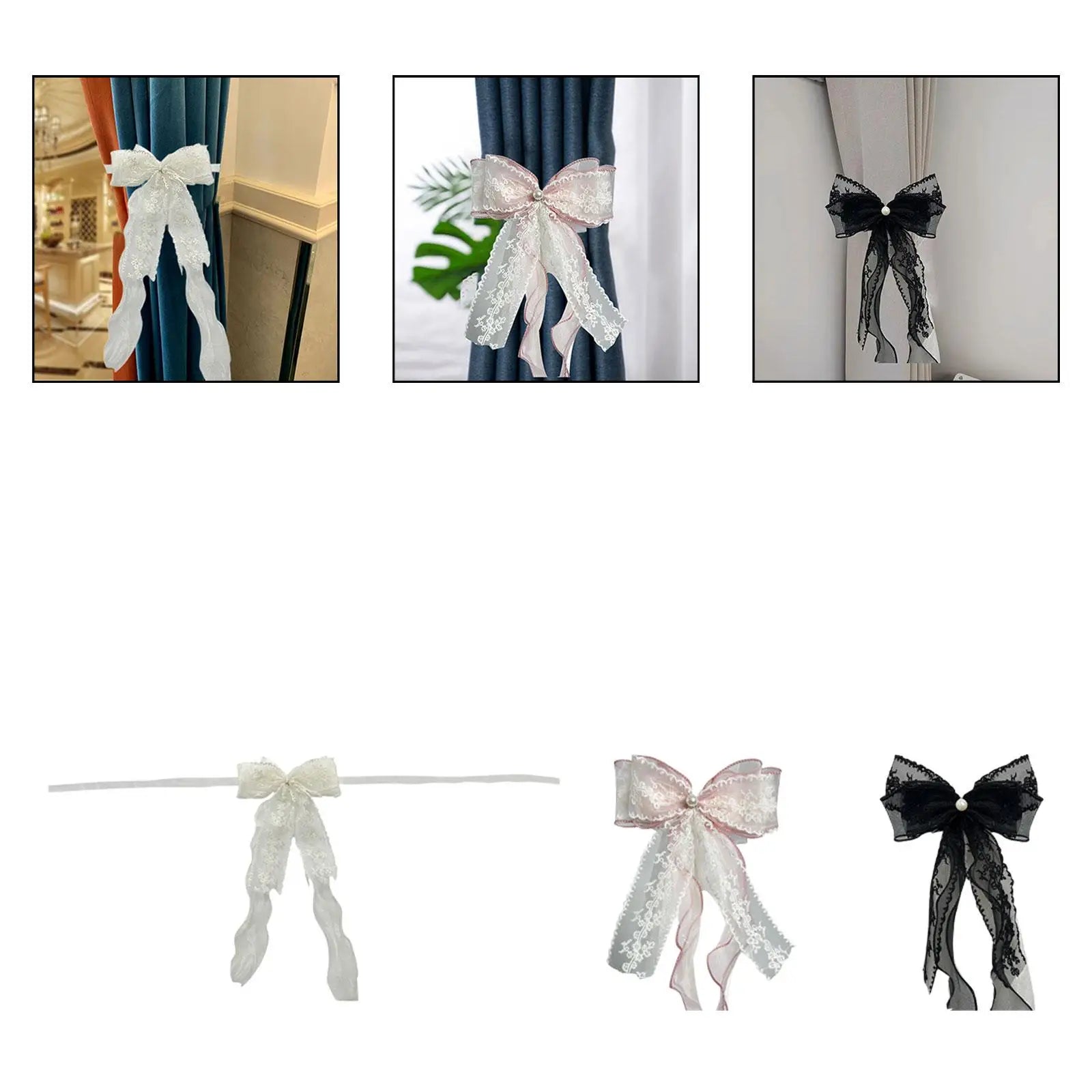 Curtain Holdback Fashion Easy Installation Window Drapery Holder Fastener Decorative Curtain Tieback Lace Bow Knot Ornament Zpaxo