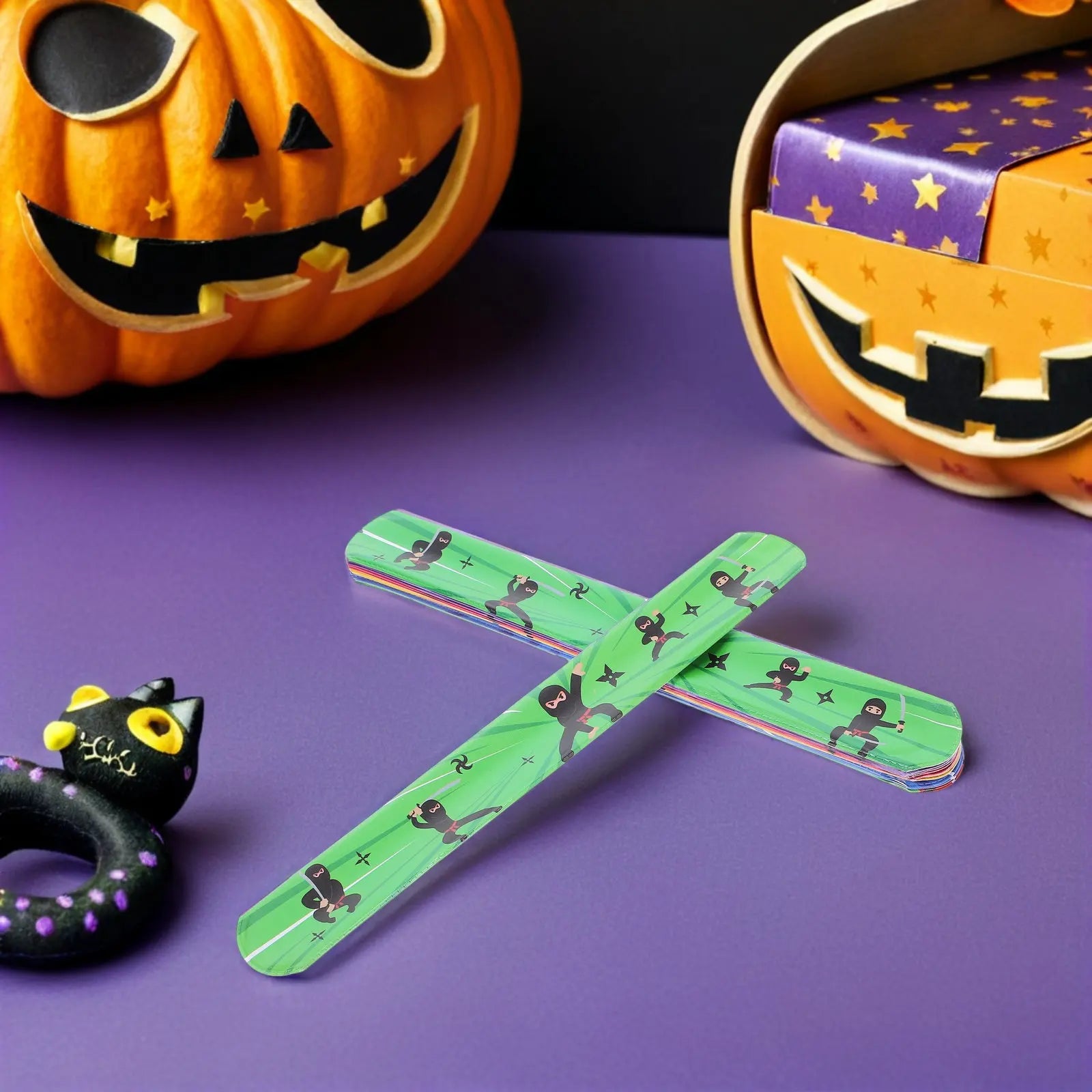 Halloween Ninja Slap Bracelets Bulk Snap Wrist Bands DIY Silicone