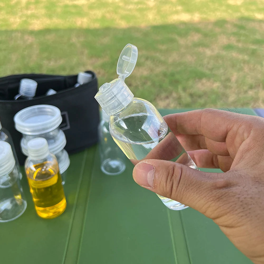 Portable Spice Container Carry Bag Salt Pepper Shaker Jars Camping