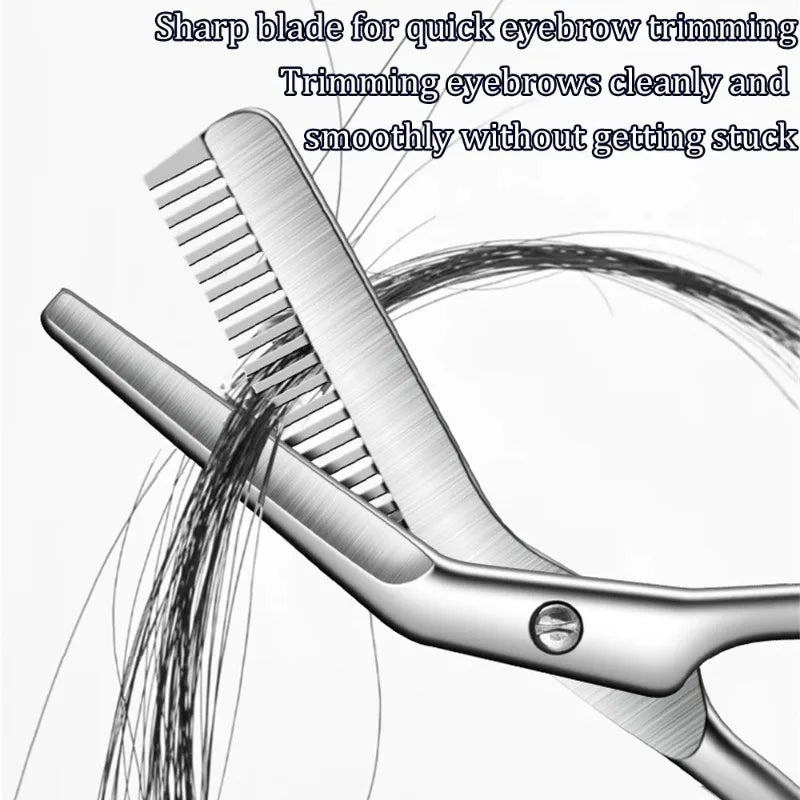 Stainless Steel Eyebrow Scissors Comb Makeup Trimming Knife Men Women