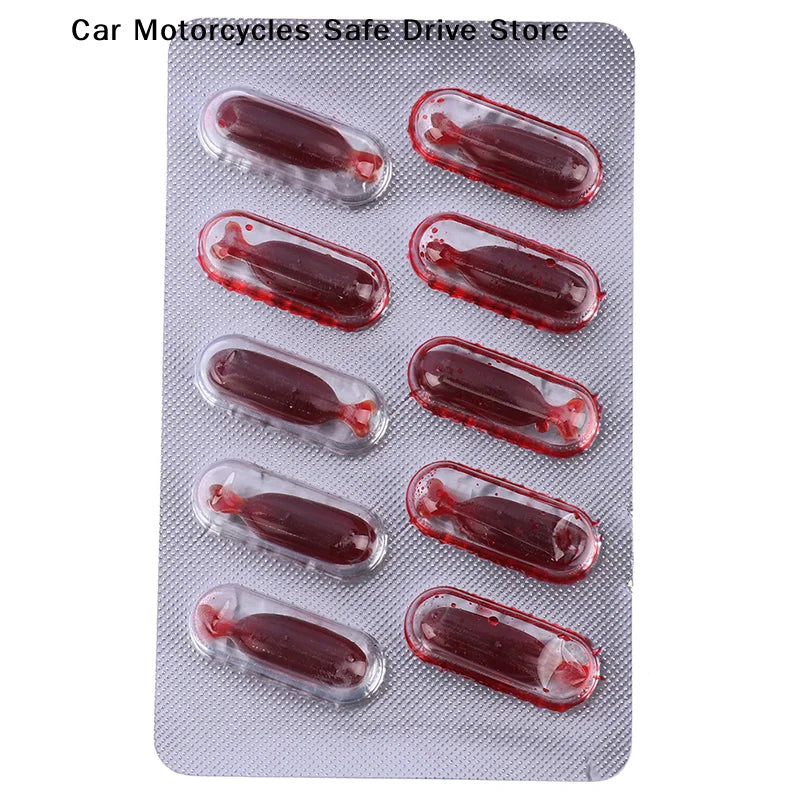 M10Pcs Fake Blood Pill Vampire Toy Capsules Horror Funny Halloween