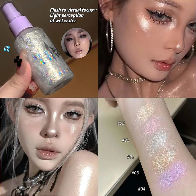 Pearlescent Glitter Spray Shimmer Oil Lasting Shine Champagne Contour
