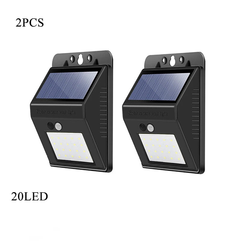 Solar Motion Sensor Wall Light – 20–30 LED Waterproof Outdoor
