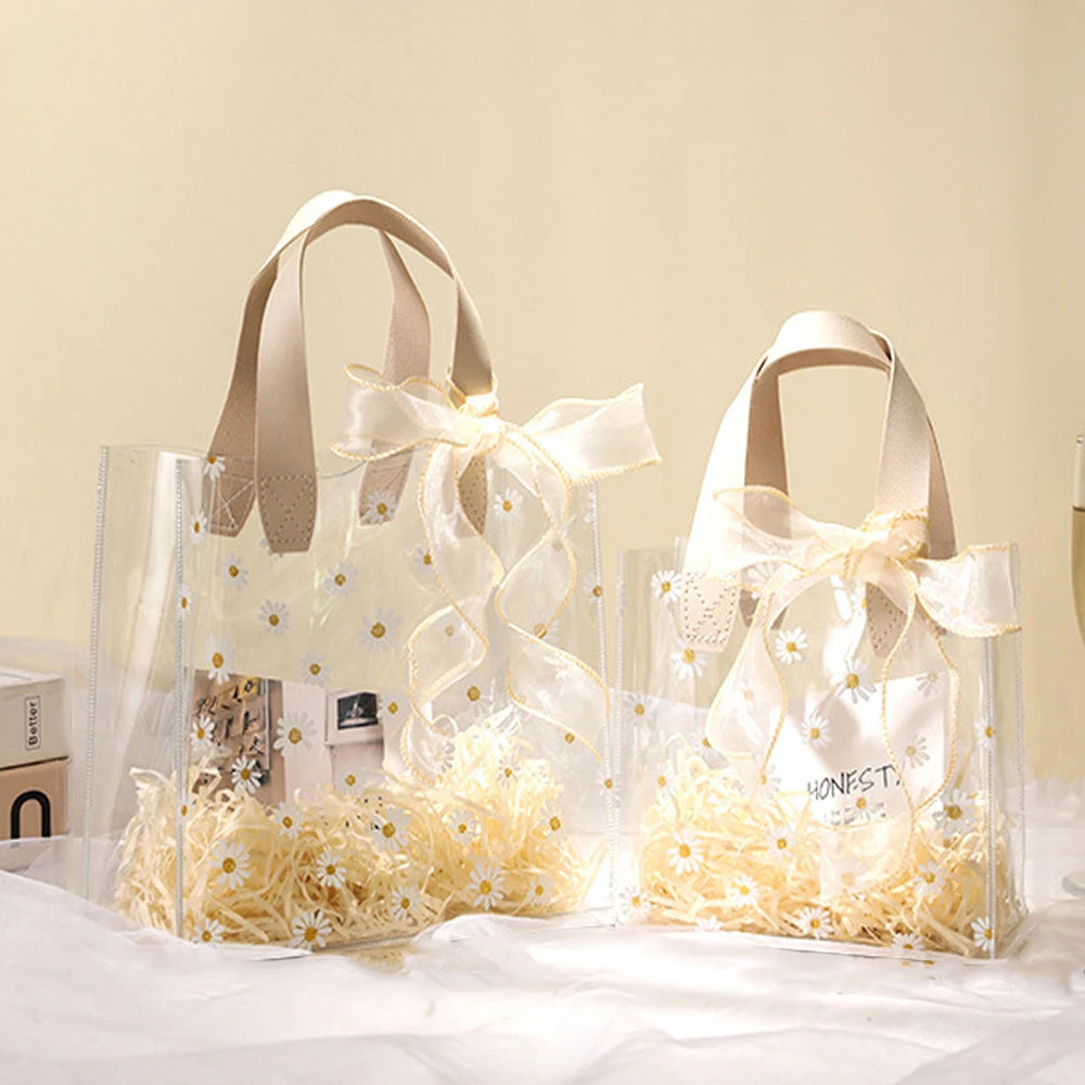 Daisy Tote Gift Bag – Foldable PVC Candy & Jewelry Bag