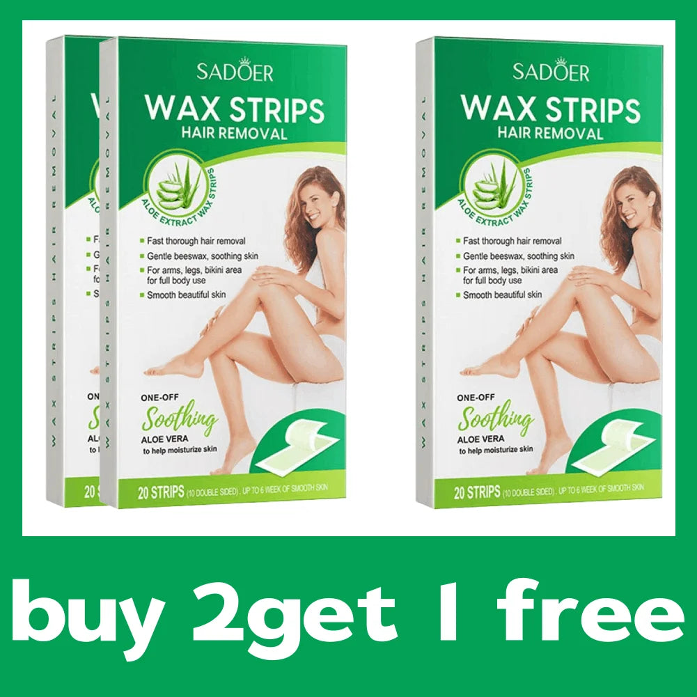 20PCS Aloe Vera Hair Removal Wax Strips – Face, Body & Legs Hair Removal Wax Strips Zpaxo B