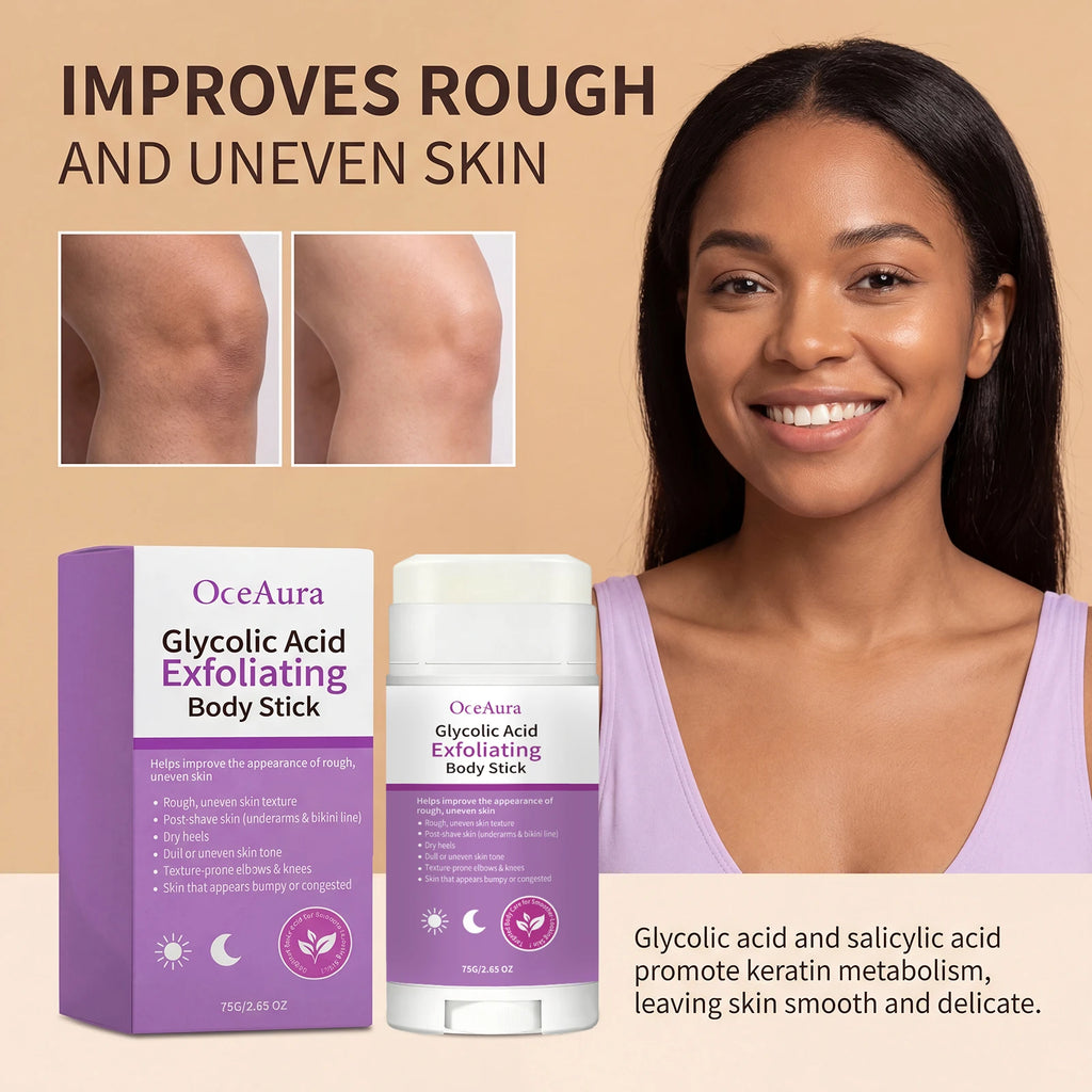 Exfoliating Body Stick Smoothing AHA BHA Shea Butter Moisturizing Skin Softening Body Exfoliator for Dry Skin Dead Skin Remover Zpaxo