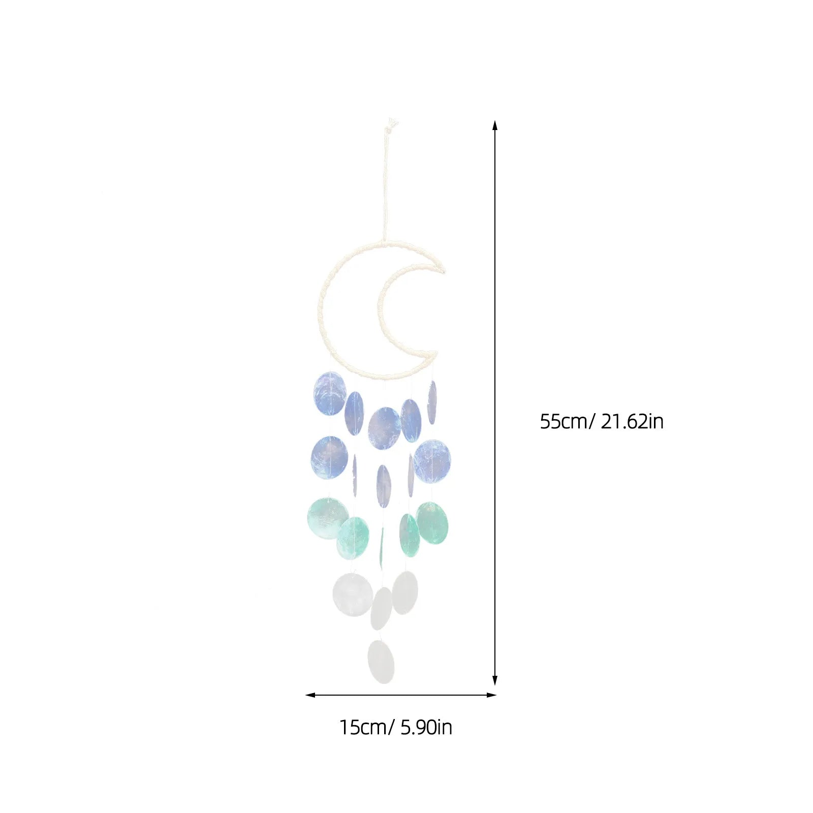 Exquisite Moon Shaped Shell Wind Chime Made Natural Wood Seashells