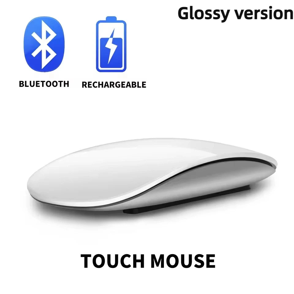 New Wireless Bluetooth Magic Computer Mouse Rechargeable Touch Slim Ergonomic Dual-Mode Silent PC Mice For Apple Macbook Air Zpaxo White
