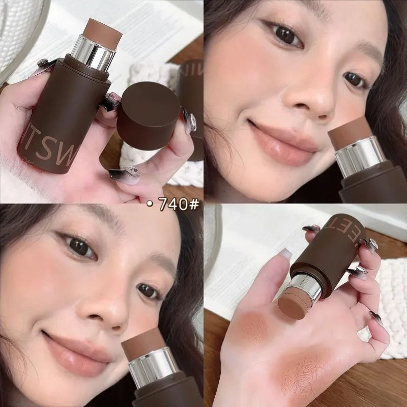 Multi-use Stick Blush Lipstick Contour 3-In-1 Natural Nude Pink Brown
