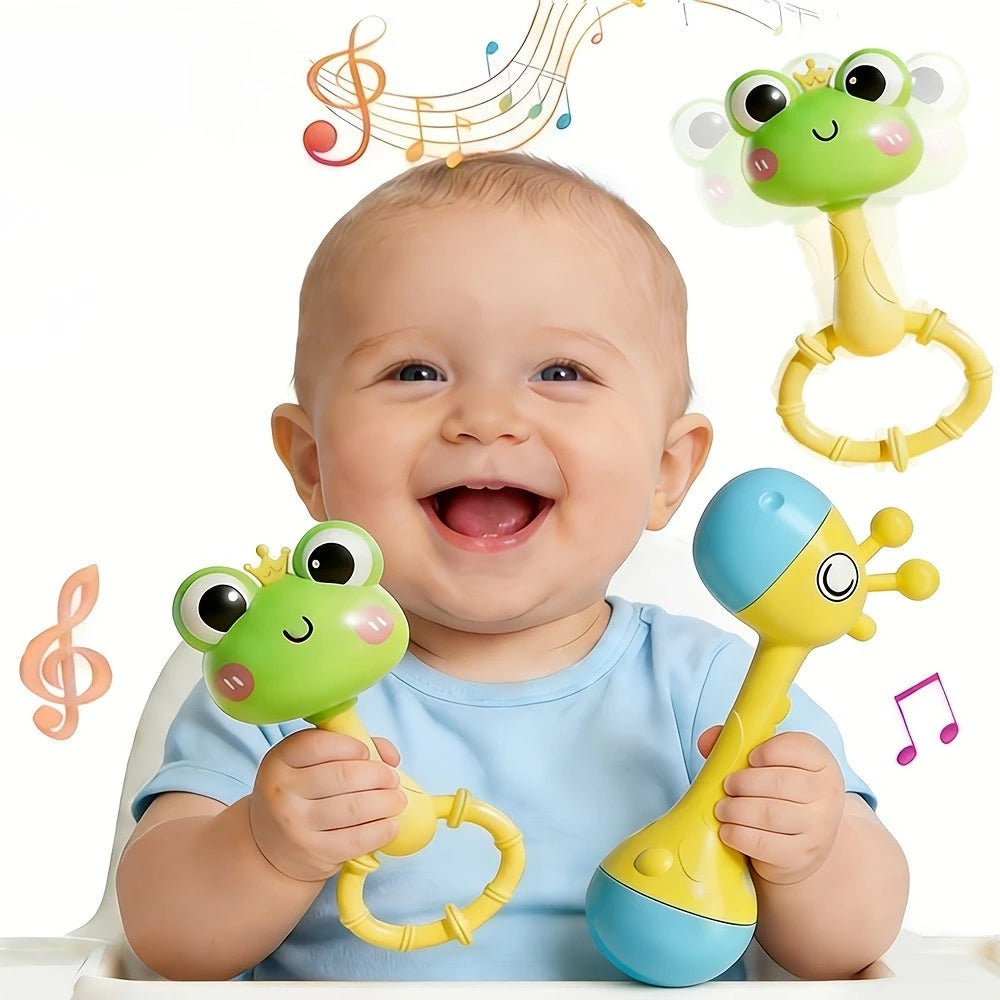 Cute Hand-held Rattles Colorful Animal Designs Hand Cranked Bell