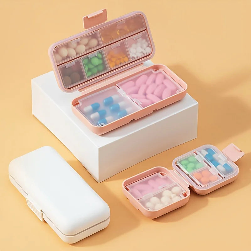 8-Grid Travel Pill Organizer – Wheat Straw Box with Seal Ring Pill Organizer Box Zpaxo