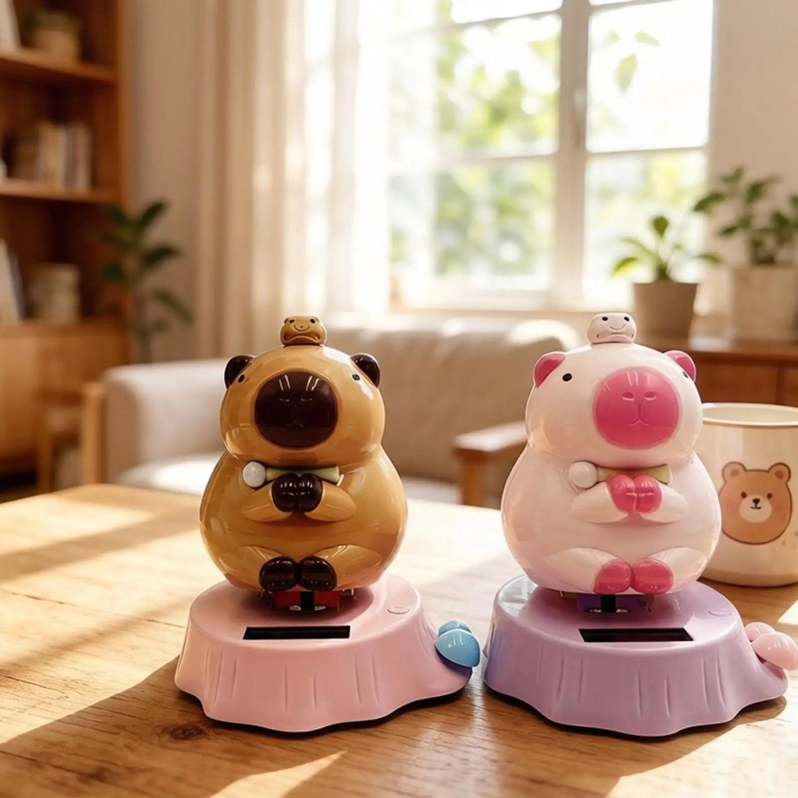 1PC Solar Powered Swinging Capybara Figurines Shaking Head Dashboard Dancing Figures Car Dashboard Decorative Ornaments ﻿ Zpaxo