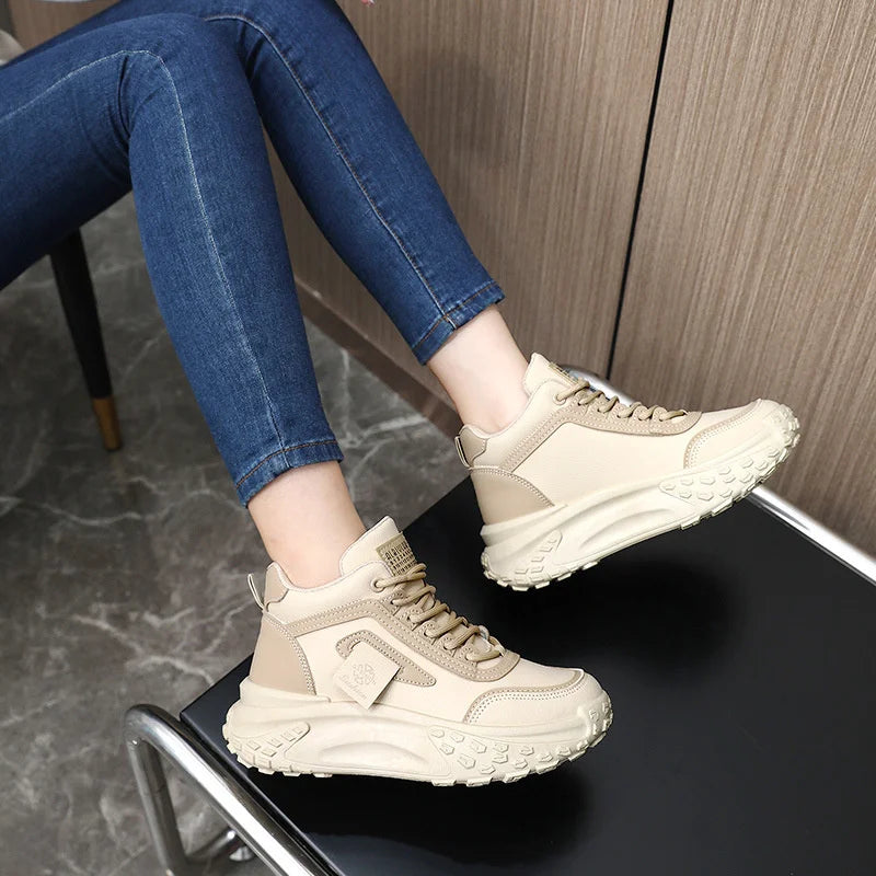 Sneakers Women Fashion Thick Soled Running Shoes Ladies Lace Up Zpaxo