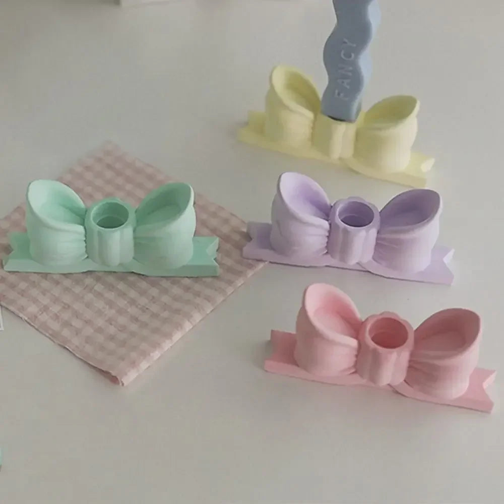 Gypsum Bow Candle Holder Long Candlestick Wedding Birthday Party Home