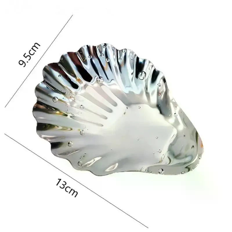 Stainless Steel Plate Shell Shaped Dish Metal Cheese Dessert Dish Plate Jewelry Storage Metal Tray Soap Box Table Decoration Zpaxo