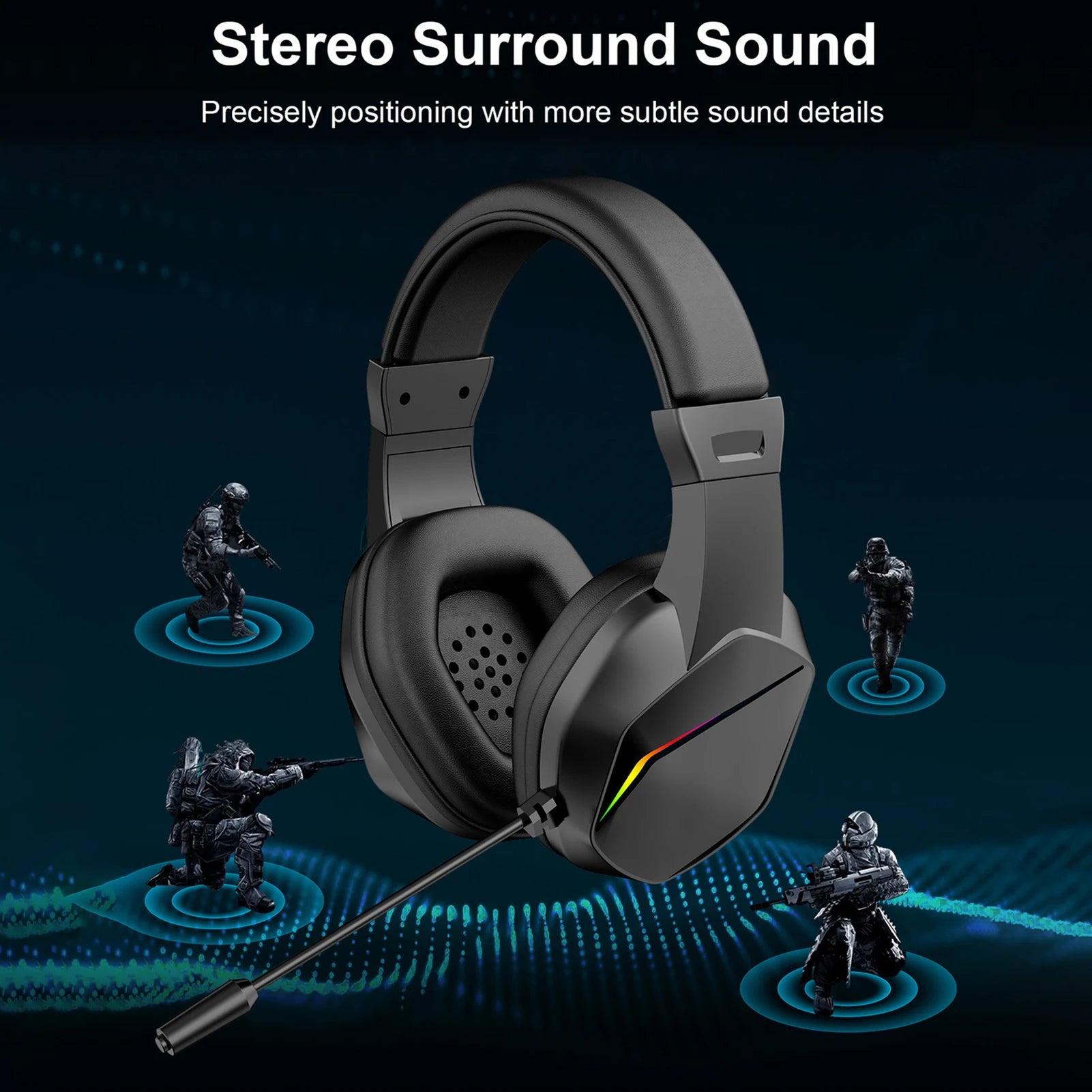 Wireless BT Gaming Headset LED Lights Low Latency Headphones Drivers