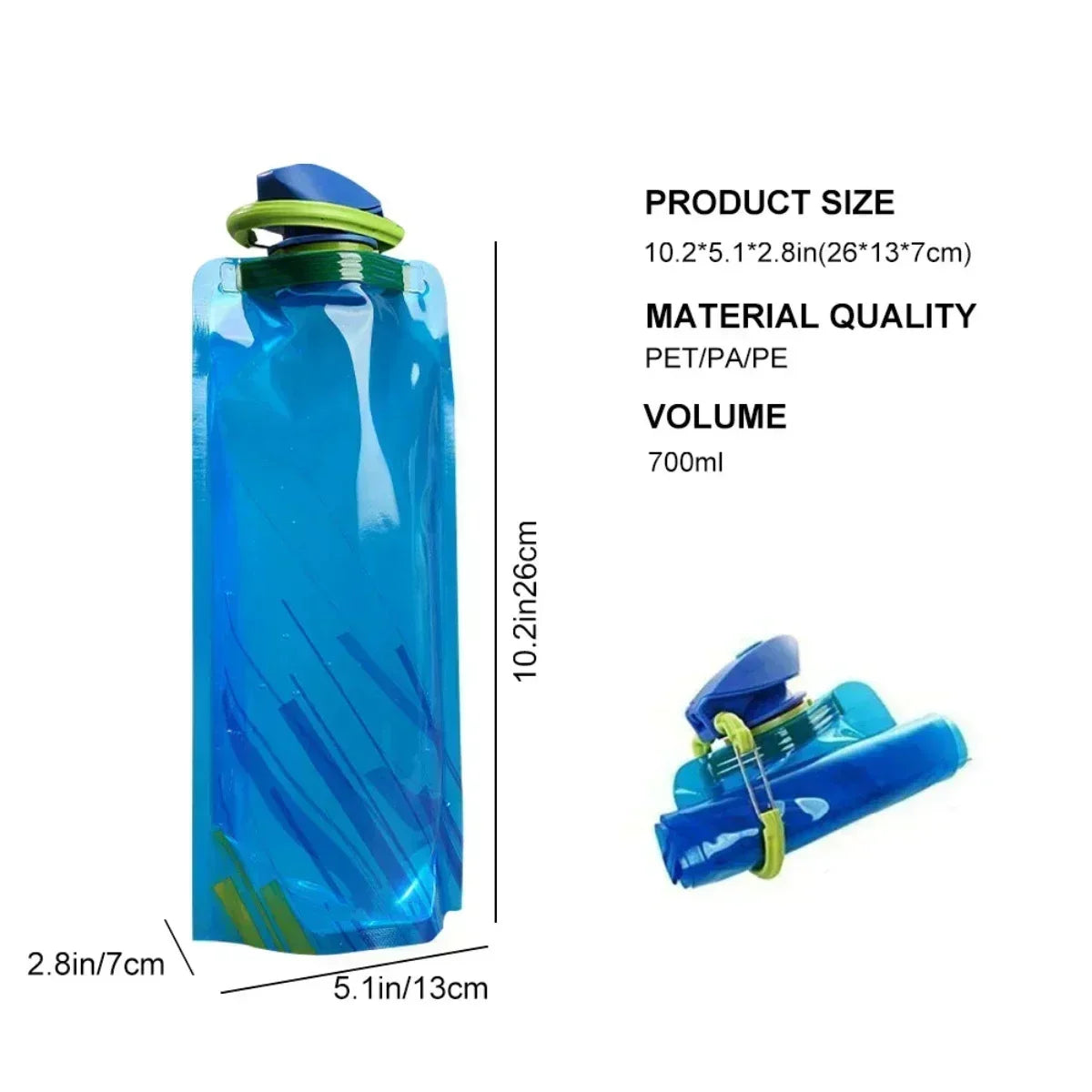 Collapsible Water Bottle Flexible Reusable Travel Kettle Carabiner