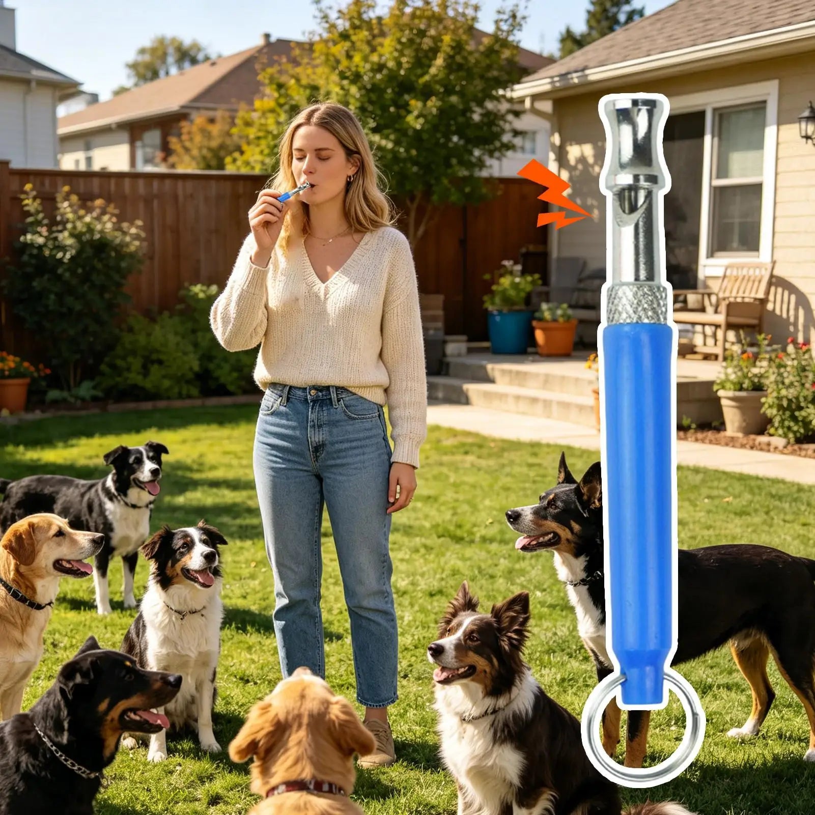 Adjustable Ultrasonic Dog Whistle Metal Anti Barking Tool Silent