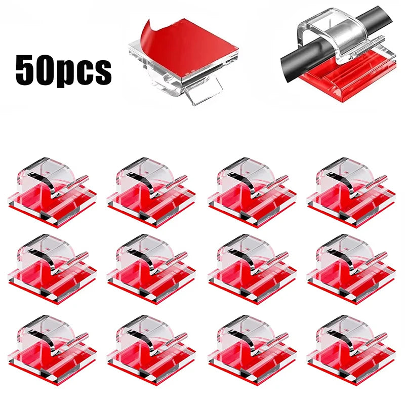 10/20/50PCS USB Charging Data Line Bobbin Winder Cable Organizer Clips Wire Winder Holder Protector Cable Management Adhesive Zpaxo