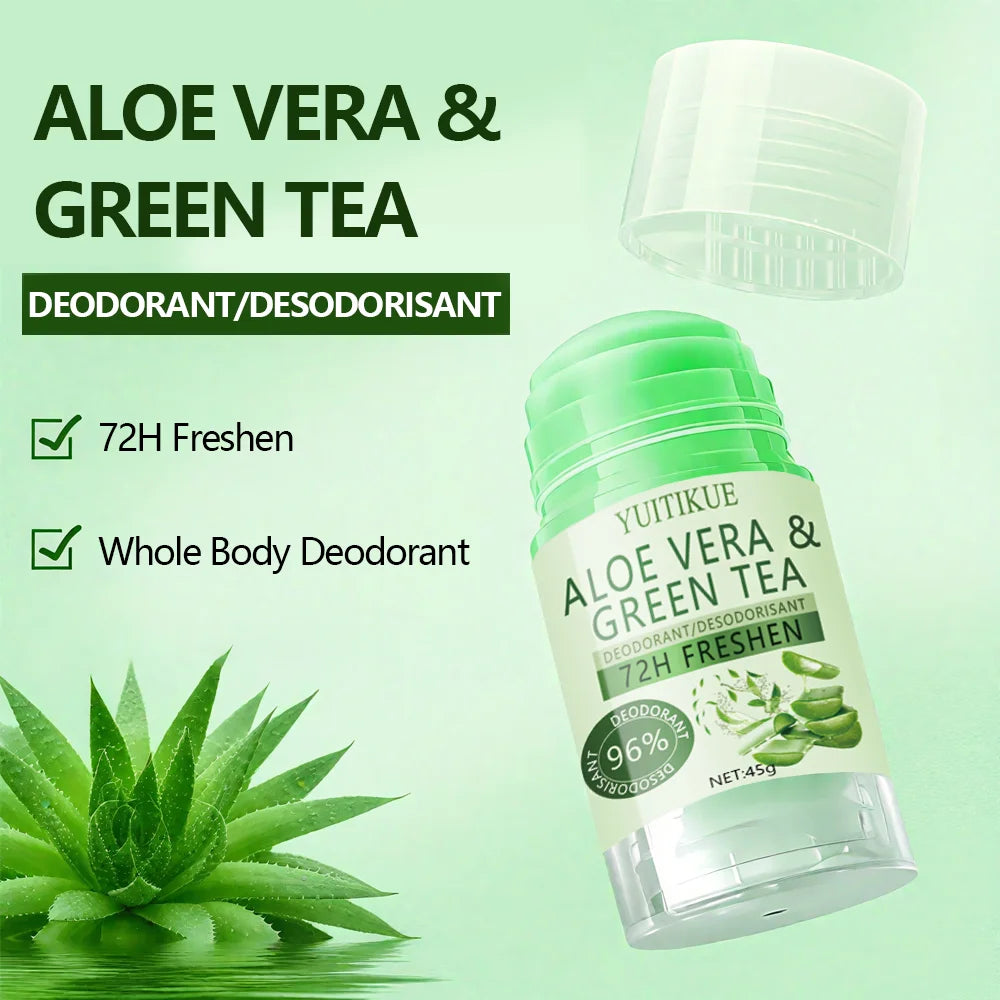 YUITIKUE Aloe & Green Tea Deodorant Stick – 72H Odor Control Deodorant Stick Zpaxo