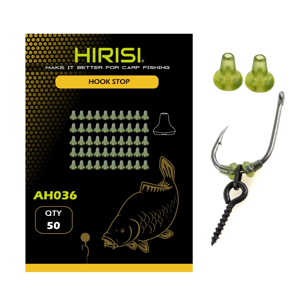 Hirisi 50pcs Rubber Fishing Rigs Fish Hook Stopper Terminal Tackle Accessories AH036 Carp Fishing Positioning Bead Buffer Beans Zpaxo AH036