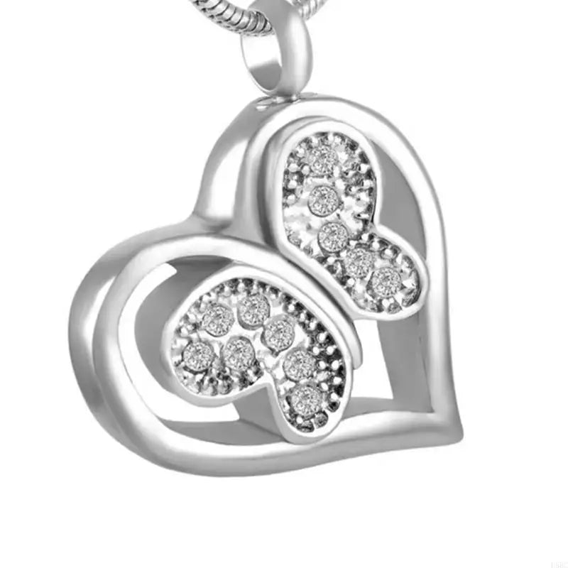 Commemorative Necklace Elegant Rhinestones Carved Heart Charm Ashes