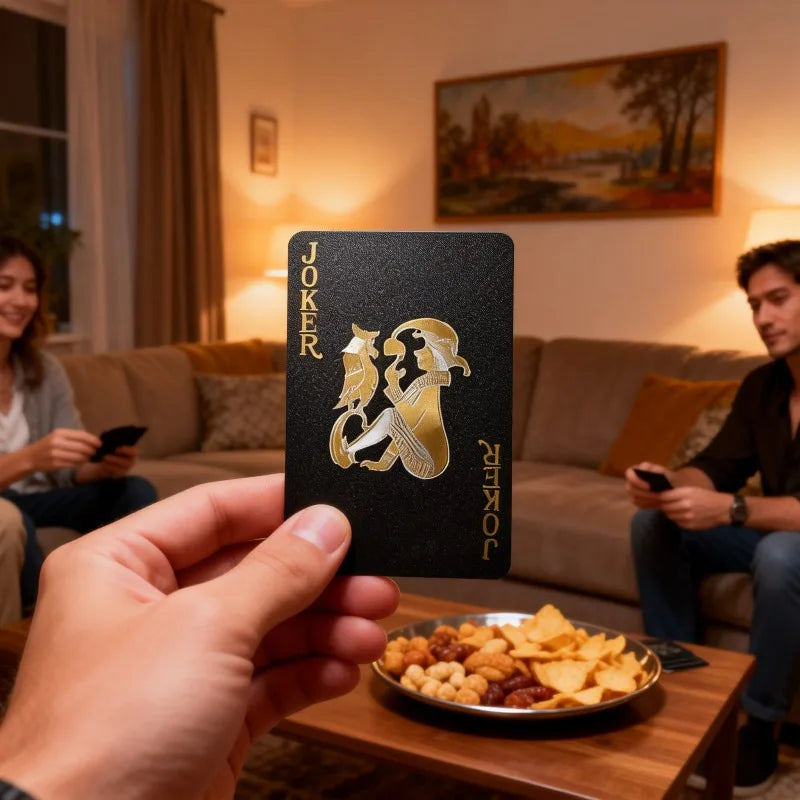 Waterproof Black Foil Playing Cards – 54-Card Poker Deck