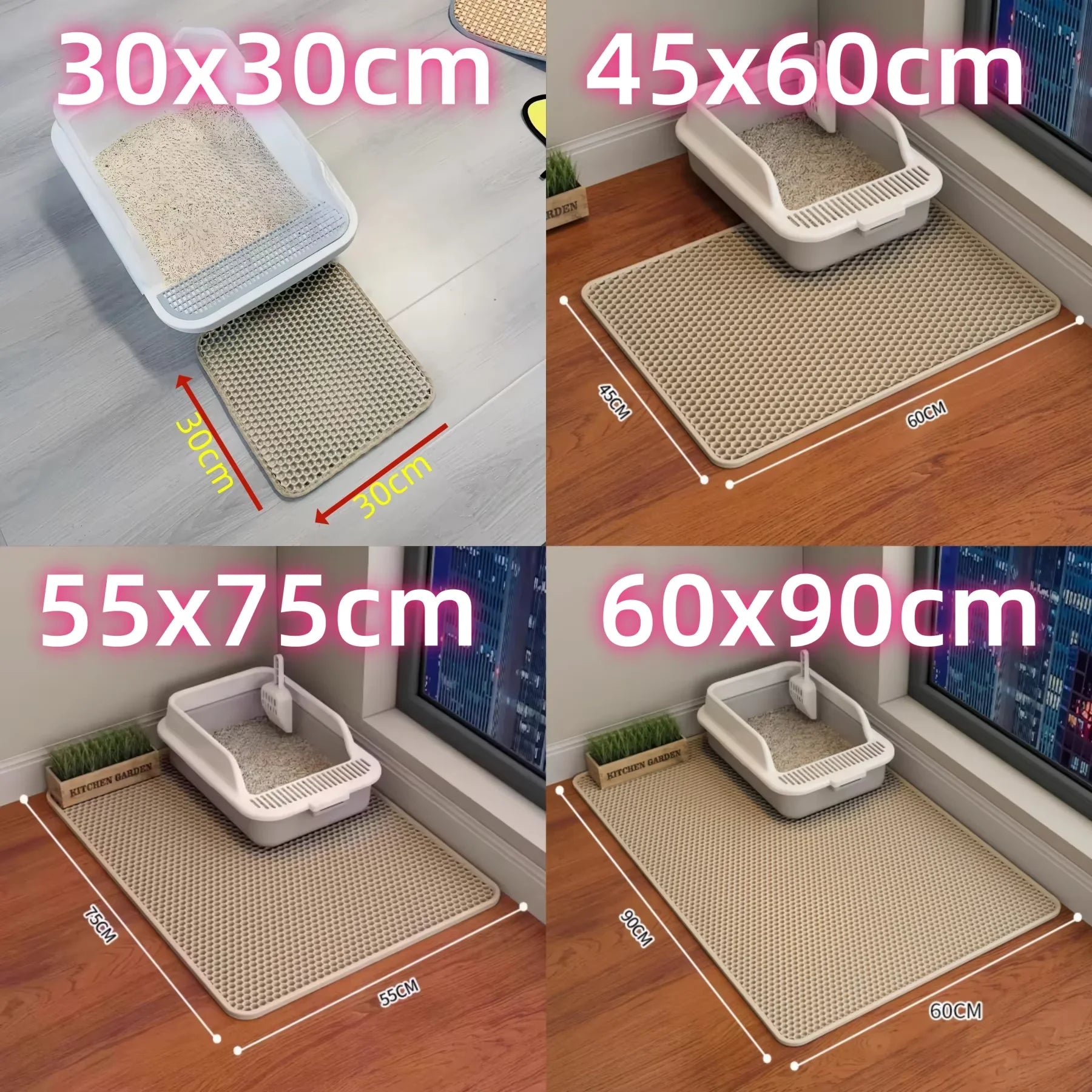 90X60CM Cat Litter Mat Waterproof Double Layer Pet Litter Box Mat Pet Toilet Cat Mat Nonslip Sand Cat Washable Mat Pet Clean Zpaxo