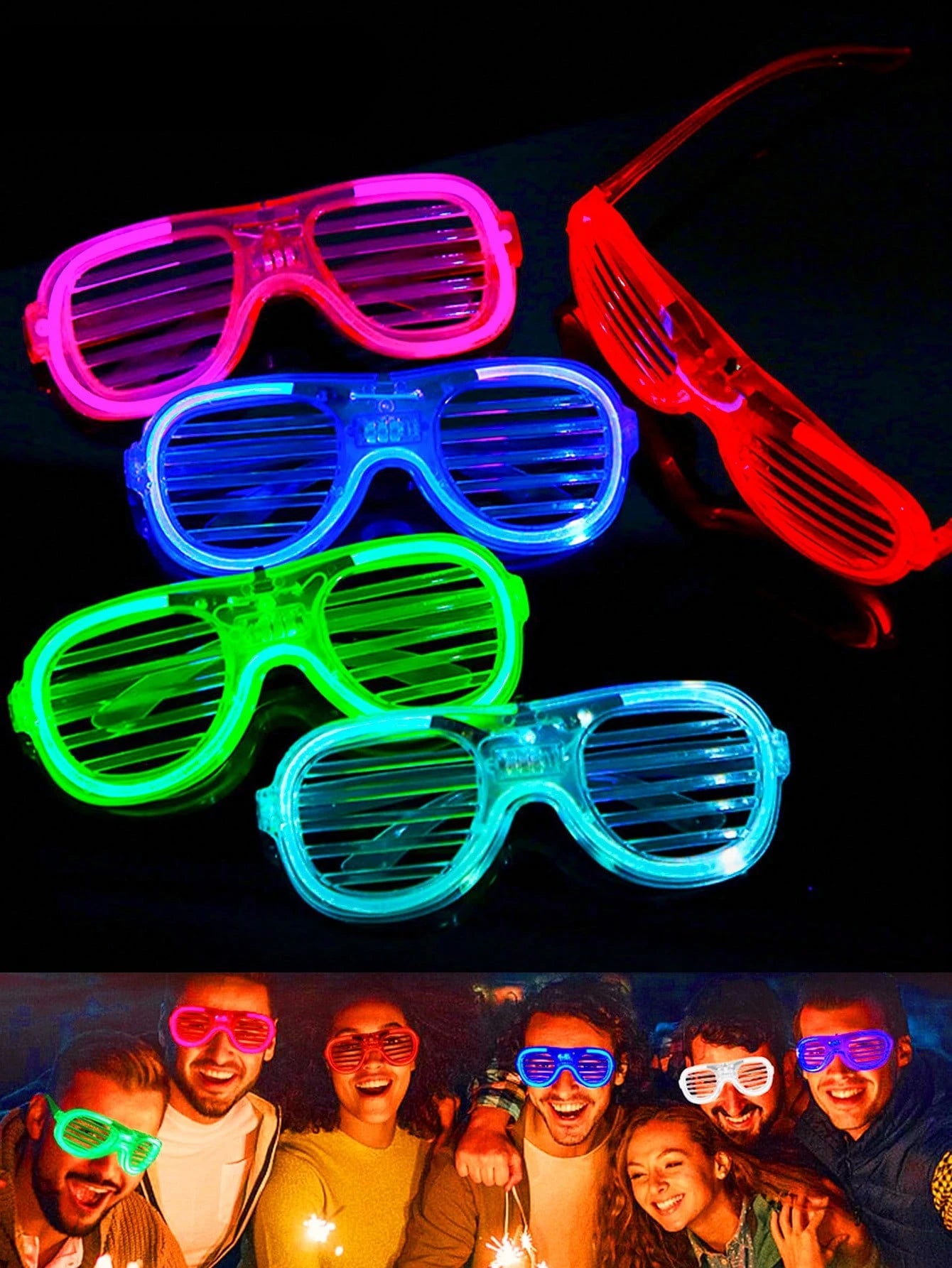 5 Led Light Up Glasses Glow 3 Flashing Modes Dark Party Supply